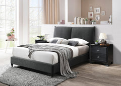 JENN QUEEN BOUCLE HB/FB - CHARCOAL, JENN /QUEEN BOUCLE RAIL - furniture place usa