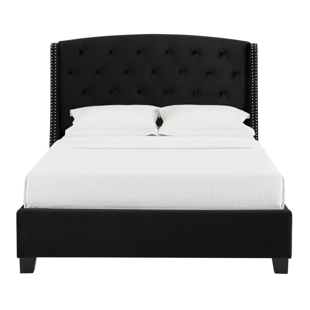 EVA QUEEN HEADBOARD/FOOTBOARD-BLACK, EVA /QUEEN RAIL - BLACK - furniture place usa