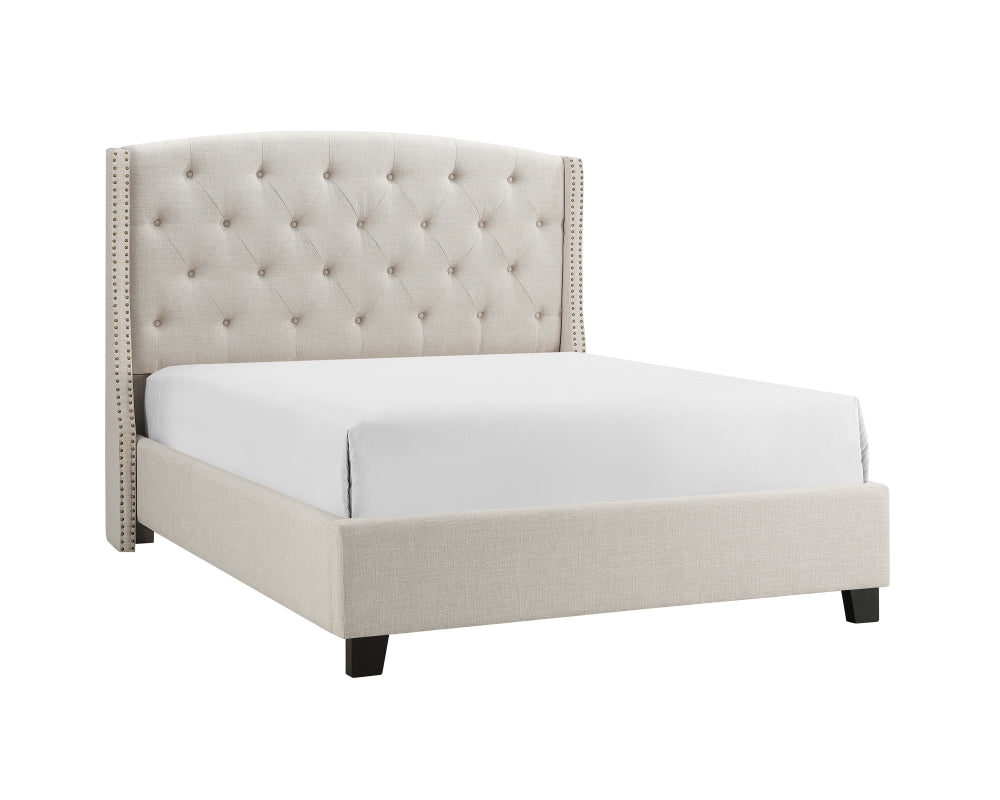 EVA QUEEN HEADBOARD/FOOTBOARD-IVORY, EVA /QUEEN RAIL -GREY - furniture place usa
