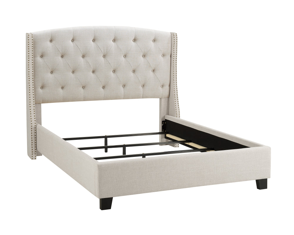 EVA QUEEN HEADBOARD/FOOTBOARD-IVORY, EVA /QUEEN RAIL -GREY - furniture place usa