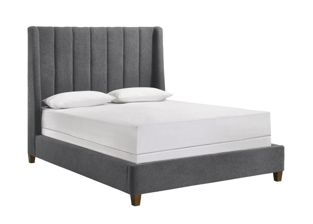 AGNES KING BOUCLE HB/FB CHARCOAL, AGNES KING/ BOUCLE RAIL CHARCO - furniture place usa