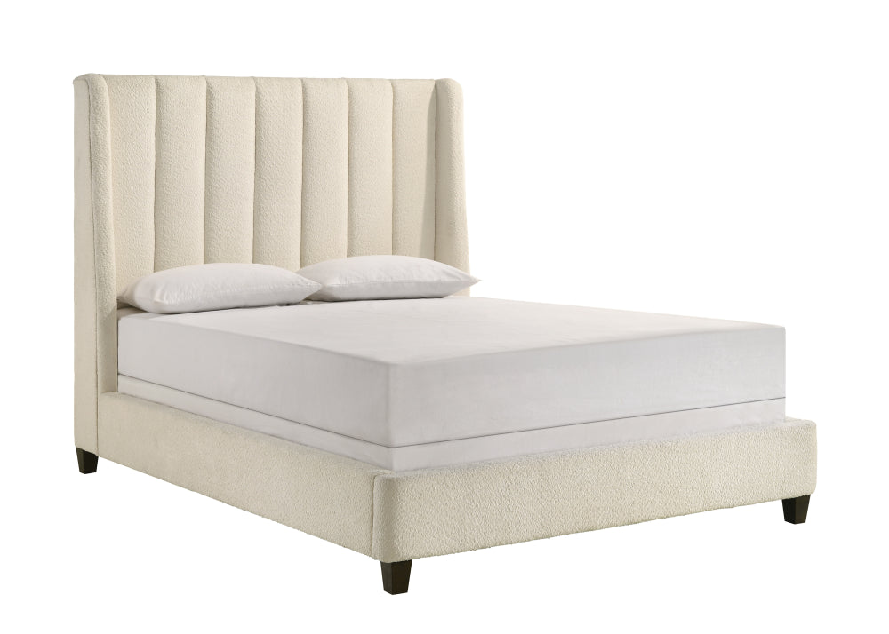 AGNES KING/QUEEN BOUCLE RAIL WHITE, AGNES QUEEN HB/FB BOUCLE WHITE, AGNES /QUEEN BOUCLE RAIL WHITE - furniture place usa