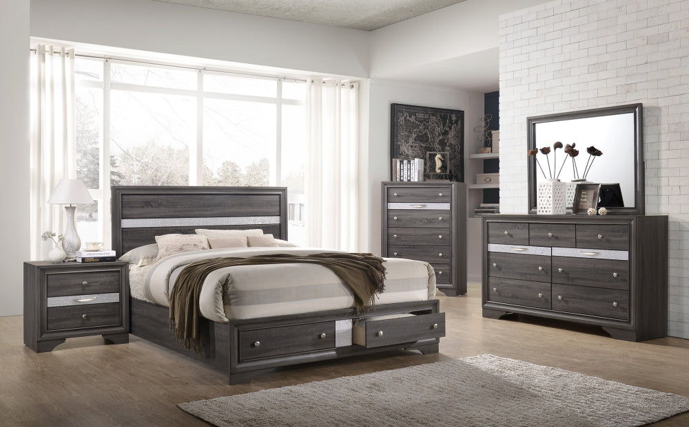 REGATA QUEEN HEAD/FOOTBOARD GREY, REGATA RAIL GREY - furniture place usa