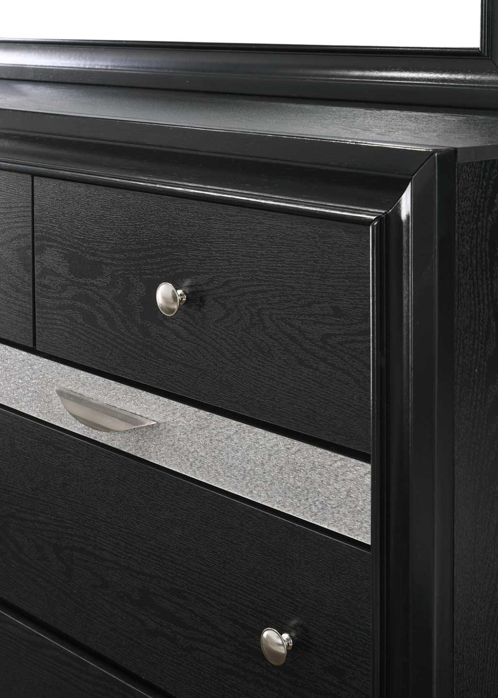 REGATA QUEEN HEAD/FOOTBOARD BK/SIL, REGATA RAIL BLACK/SILVER - furniture place usa