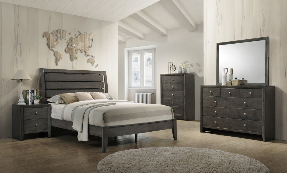 EVAN KING HEADBORAD/FOOTBOARD GREY, EVAN KING RAIL GREY - furniture place usa