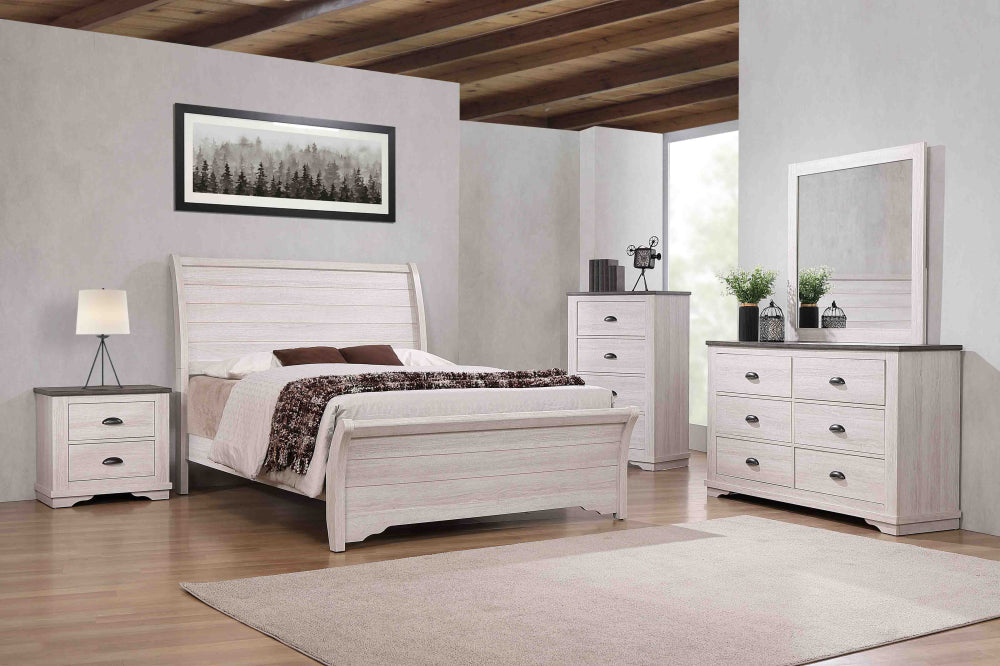 CORALEE KING HEADBOARD CHALK/GREY, CORALEE KING FOOTBOARD CHALK/GREY, CORALEE KING/ RAIL CHALK/GREY - furniture place usa