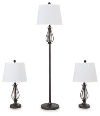 Brycestone Floor Lamp with 2 Table Lamps - furniture place usa