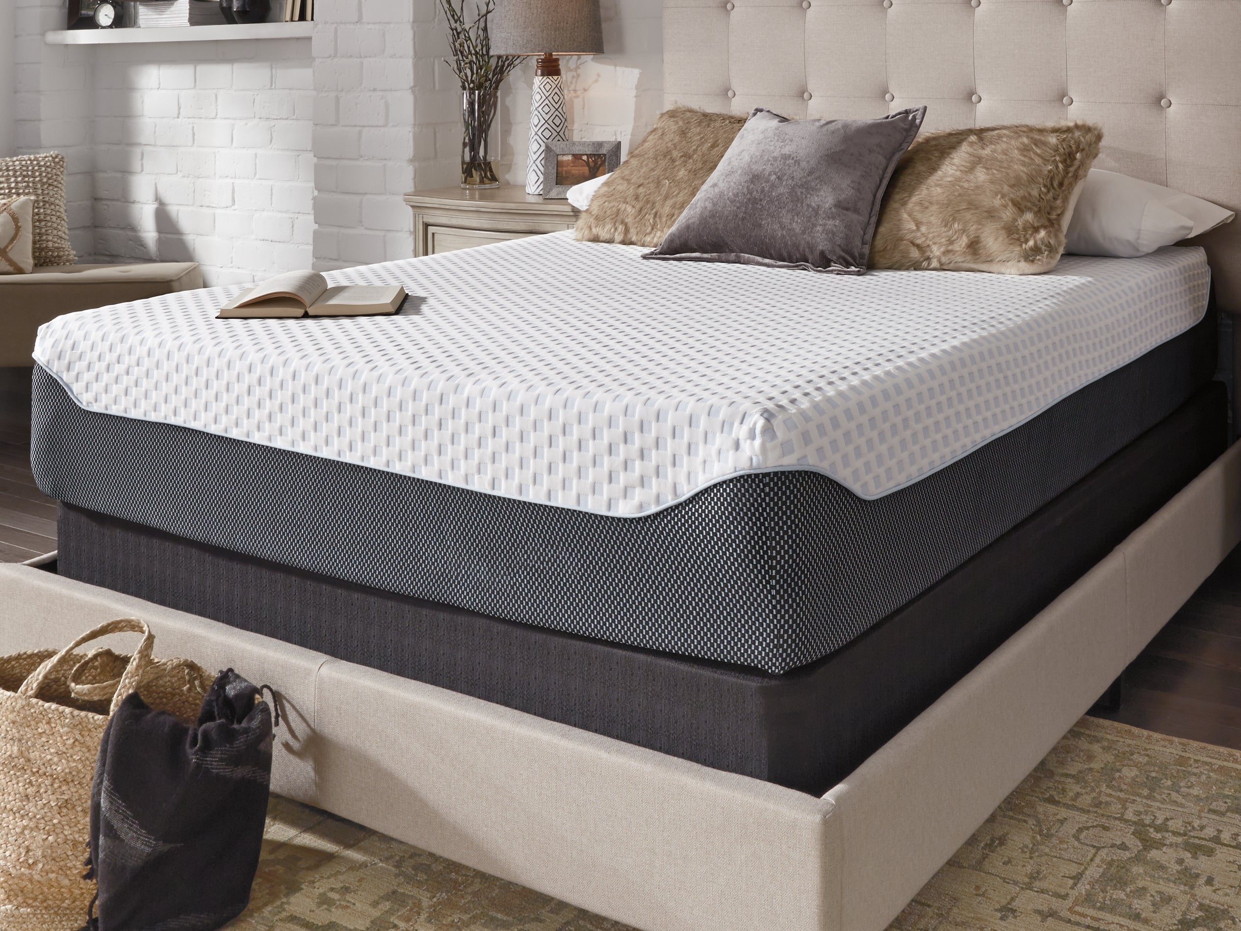 12 Inch Chime Elite Full Memory Foam Mattress in a box with Better than a Boxspring Full Foundation - furniture place usa