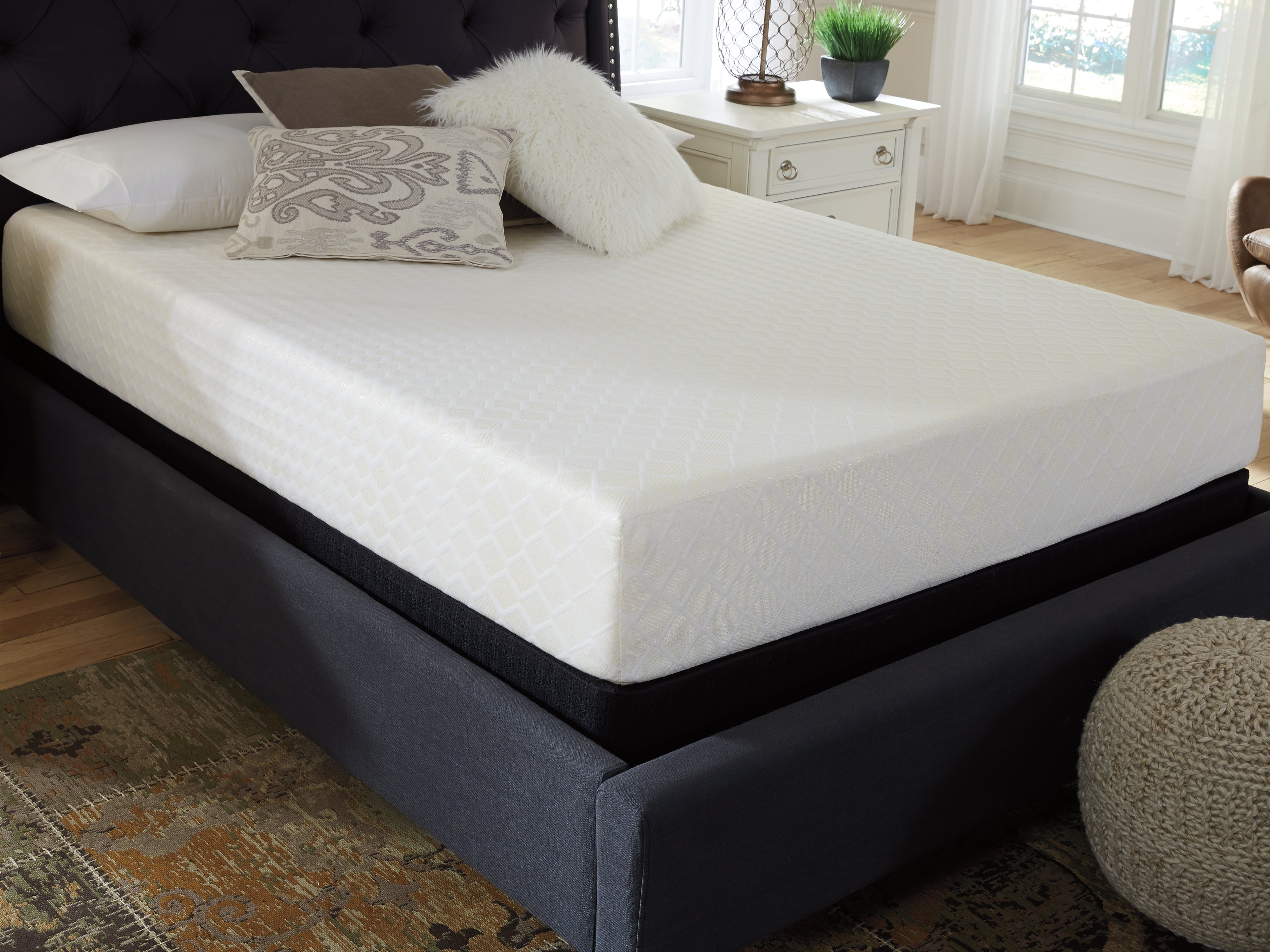 10 Inch Chime Memory Foam California King Mattress in a Box with Head-Foot Model Best California King Adjustable Base - furniture place usa