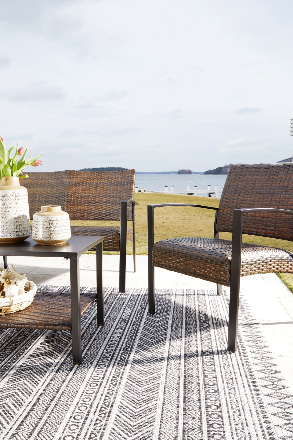 Zariyah Outdoor Love/Chairs/Table Set (Set of 4) - furniture place usa