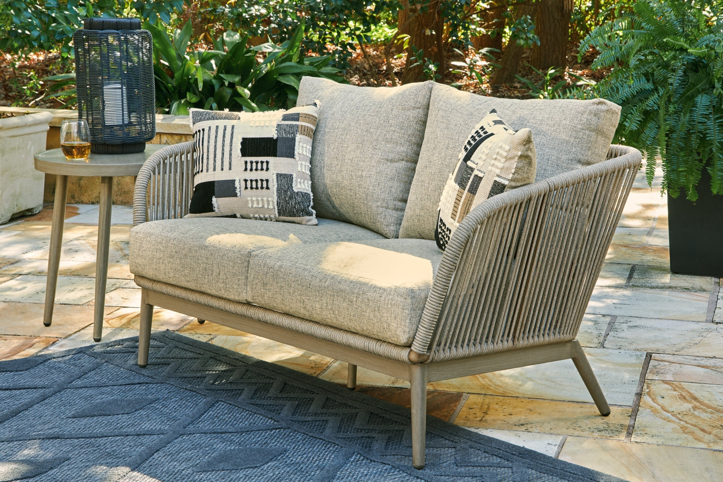 Swiss Valley Outdoor Loveseat with Cushion - furniture place usa
