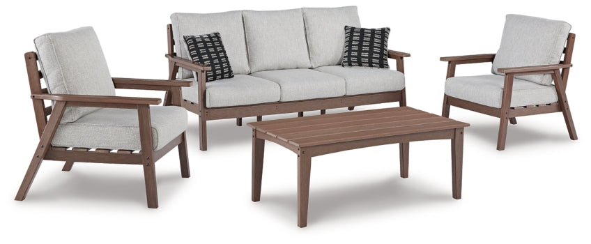 Emmeline Outdoor Sofa and 2 Chairs with Coffee Table - furniture place usa