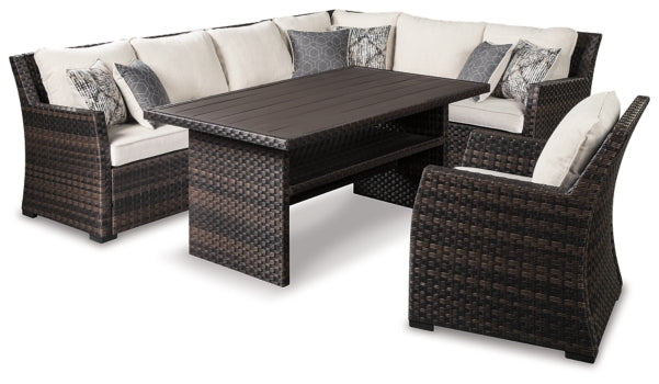 Easy Isle 3-Piece Outdoor Sectional with Chair and Coffee Table - furniture place usa