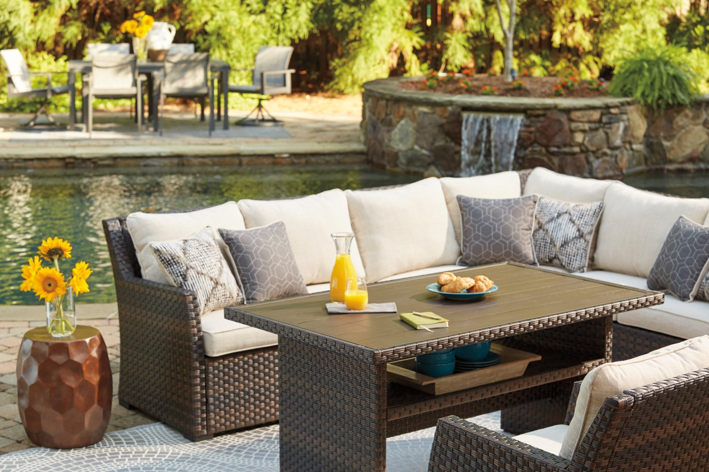 Easy Isle 3-Piece Sofa Sectional/Chair with Cushion - furniture place usa