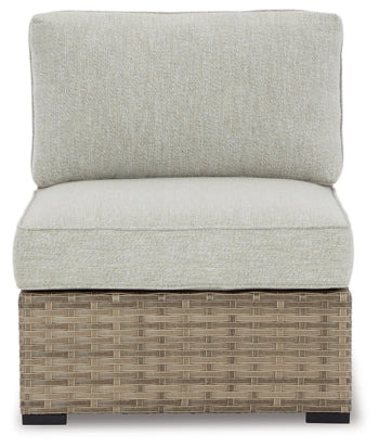 Calworth Outdoor Armless Chair with Cushion (Set of 2) - furniture place usa