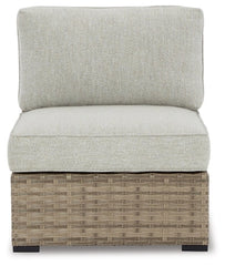 Calworth Outdoor Armless Chair with Cushion (Set of 2) - furniture place usa