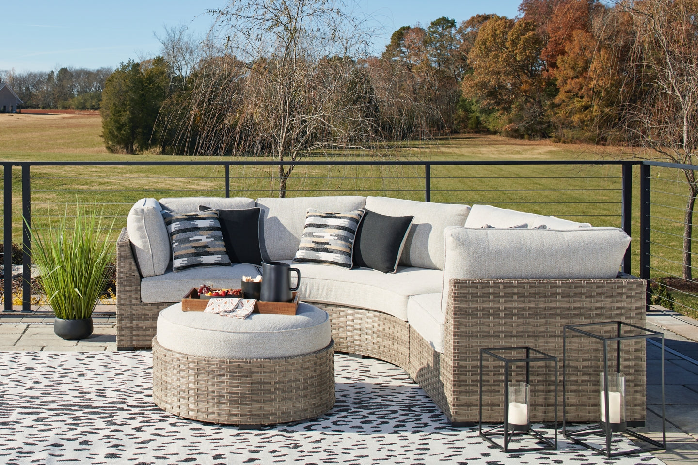Calworth 5-Piece Outdoor Sectional with Ottoman - furniture place usa