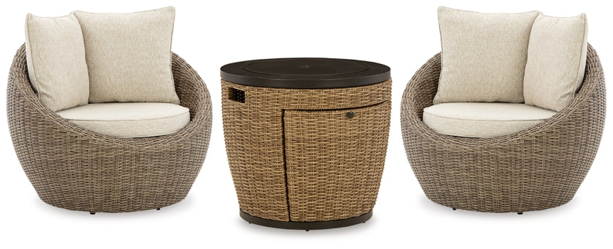 Malayah Fire Pit Table and 2 Chairs - PKG015403 - furniture place usa