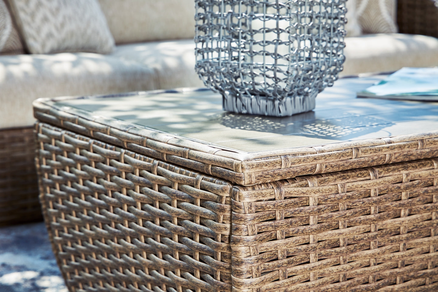 Sandy Bloom Outdoor Coffee Table with 2 End Tables - furniture place usa