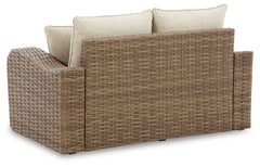 Sandy Bloom Outdoor Loveseat with Cushion - furniture place usa