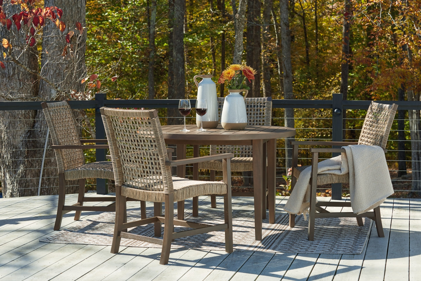 Germalia Outdoor Dining Table with 4 Chairs - furniture place usa
