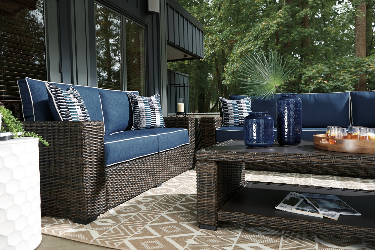Grasson Lane Outdoor Sofa and Loveseat with Coffee Table - furniture place usa
