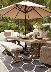 Beachcroft Dining Table with Umbrella Option - furniture place usa