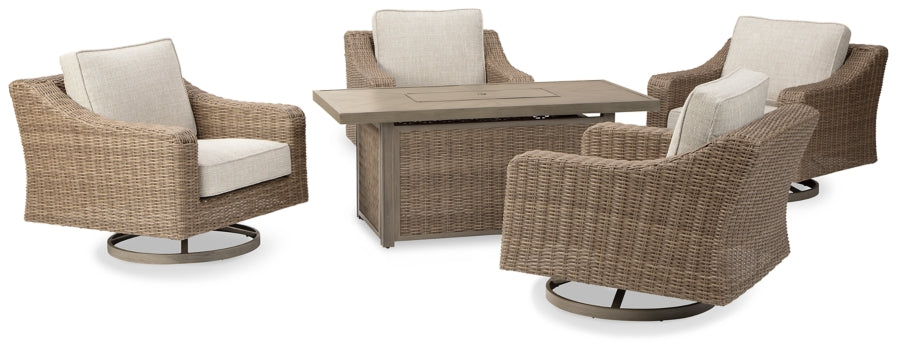 Beachcroft 5-Piece Outdoor Fire Pit Table with 4 Chairs - furniture place usa