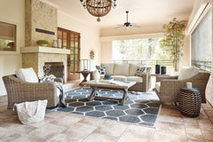 Beachcroft Outdoor Sofa and 2 Lounge Chairs with Coffee Table and 2 End Tables - furniture place usa