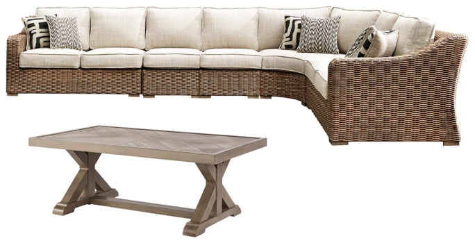 Beachcroft 5-Piece Outdoor Sectional with Coffee Table - furniture place usa
