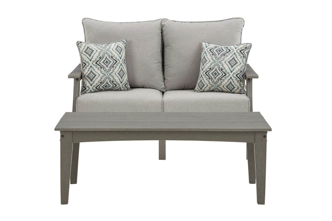 Visola Outdoor Loveseat with Coffee Table - furniture place usa