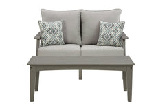 Visola Outdoor Loveseat with Coffee Table - furniture place usa
