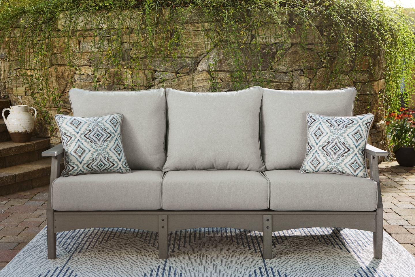 Visola Outdoor Sofa with Coffee Table - furniture place usa