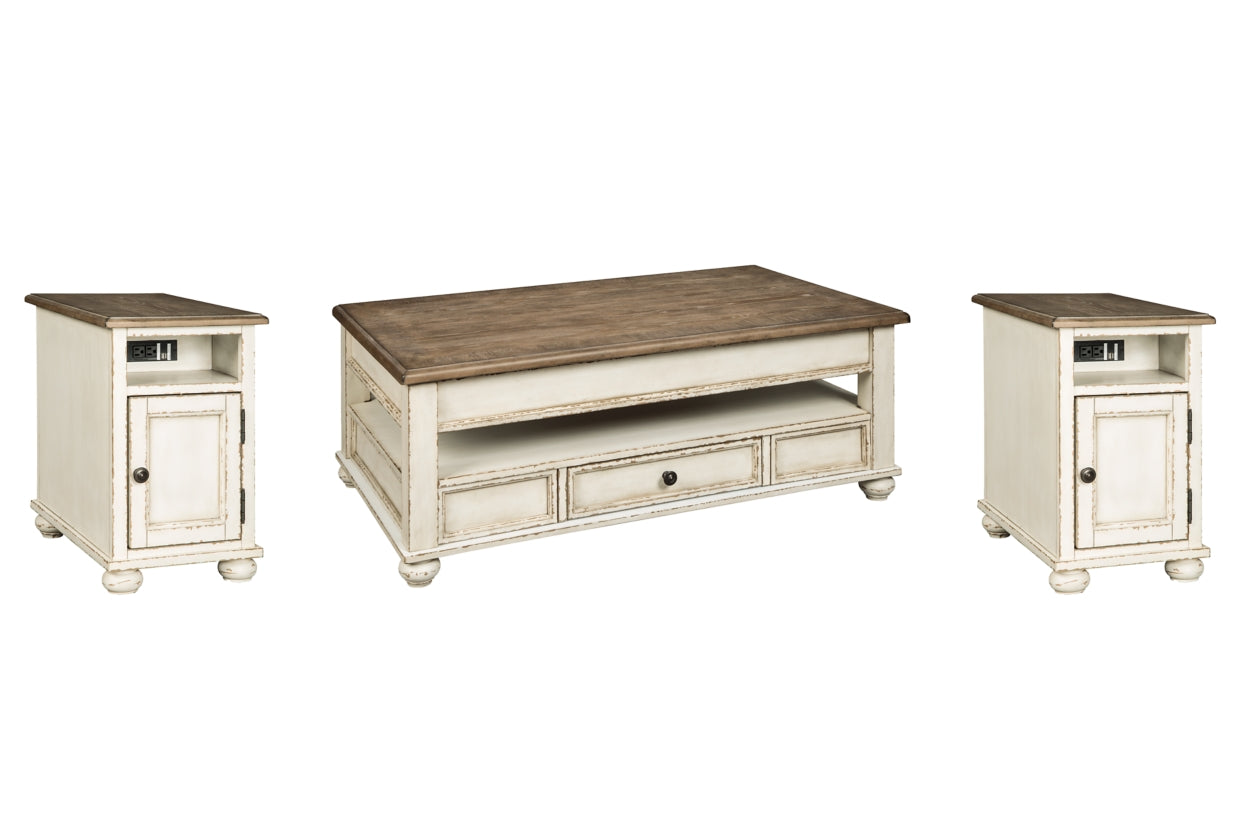Realyn Coffee Table and 2 Chairside End Tables - furniture place usa