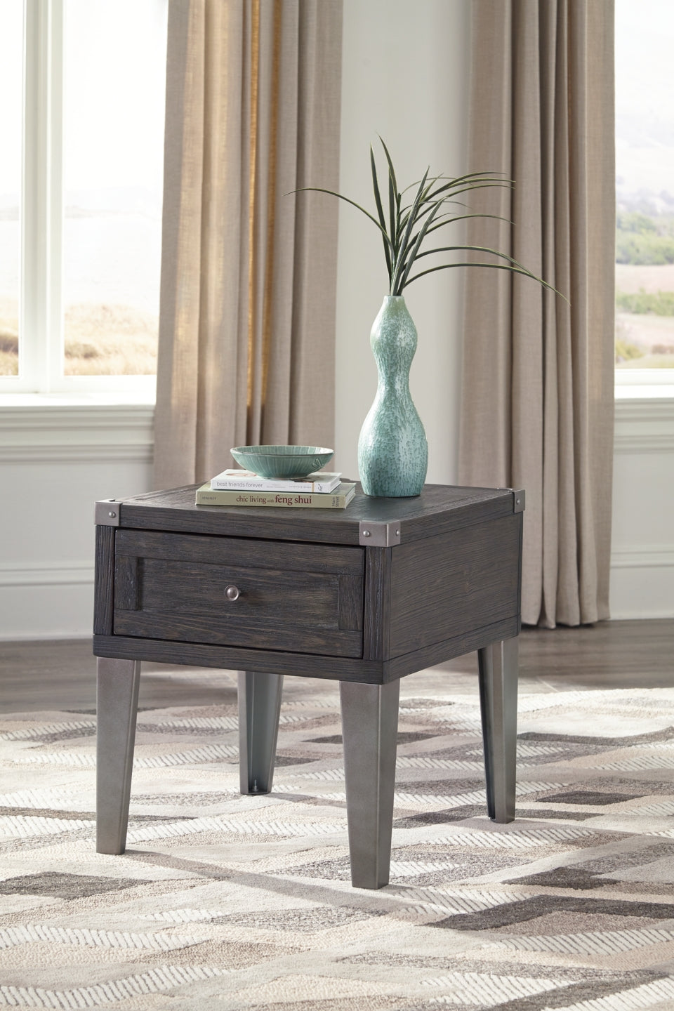 Todoe End Table with USB Ports & Outlets - furniture place usa