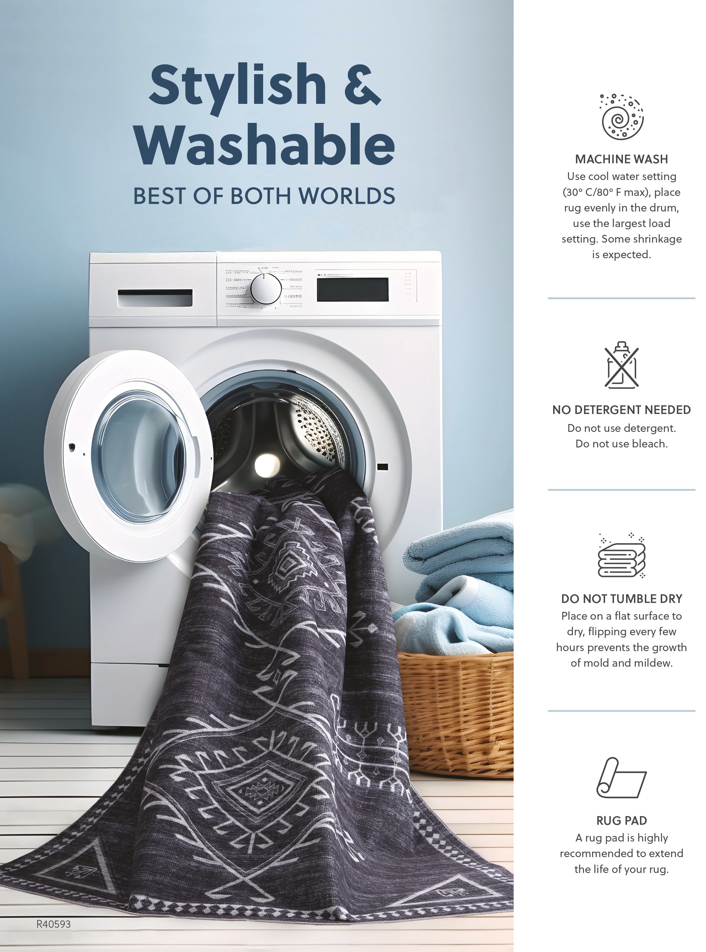 Hebruns 8'1" x 10'1" Washable Rug