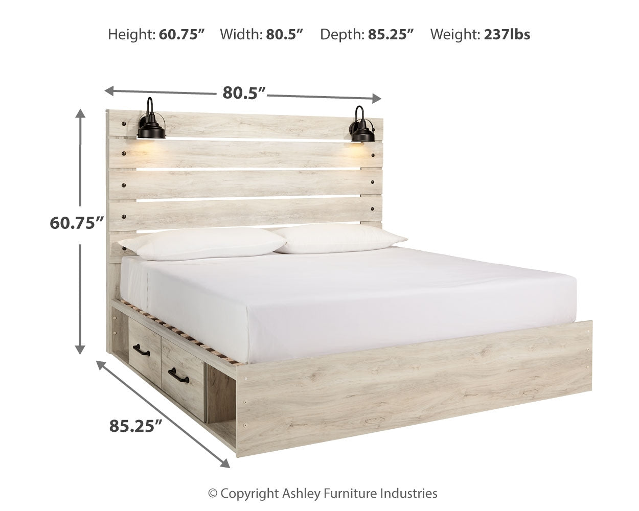 Cambeck King Panel Bed with Storage, Dresser, Mirror and Nightstand