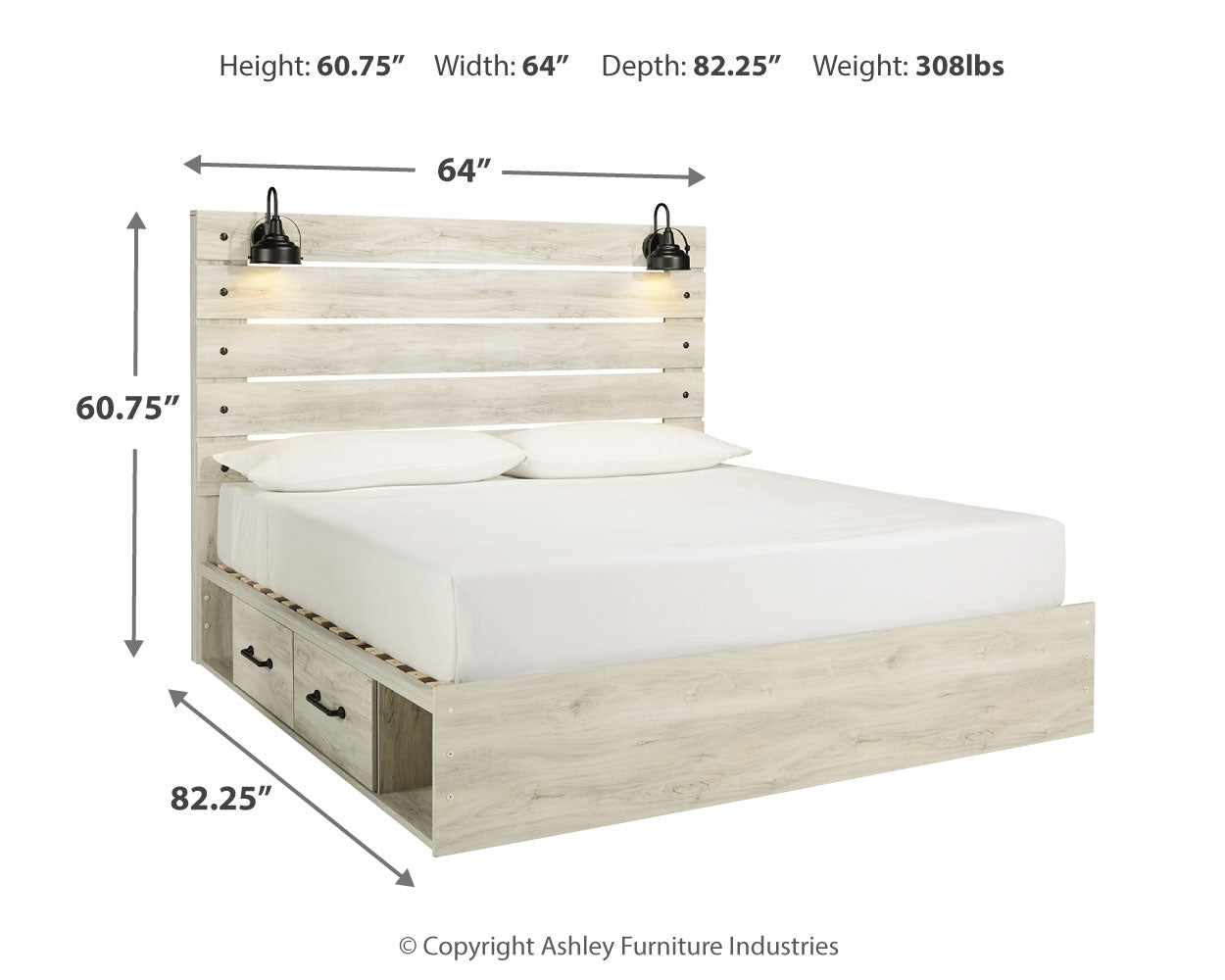 Cambeck King Panel Bed with 4 Storage Drawers