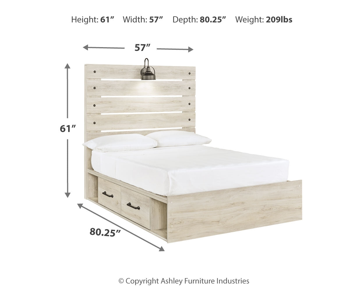 Cambeck Full Panel Bed with 2 Storage Drawers