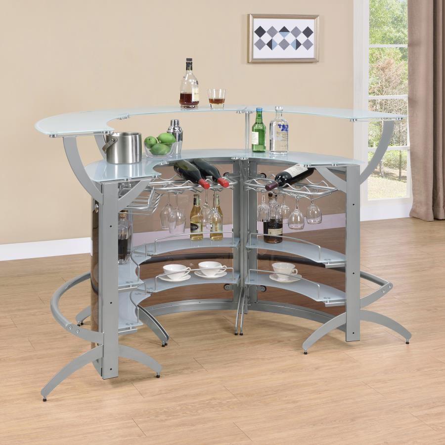 Dallas Silver 3 Pc Home Bar - furniture place usa