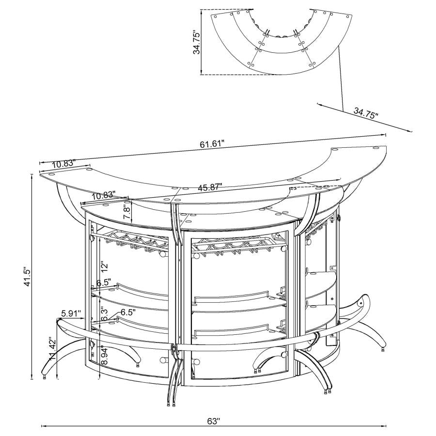 Dallas Silver 3 Pc Home Bar - furniture place usa
