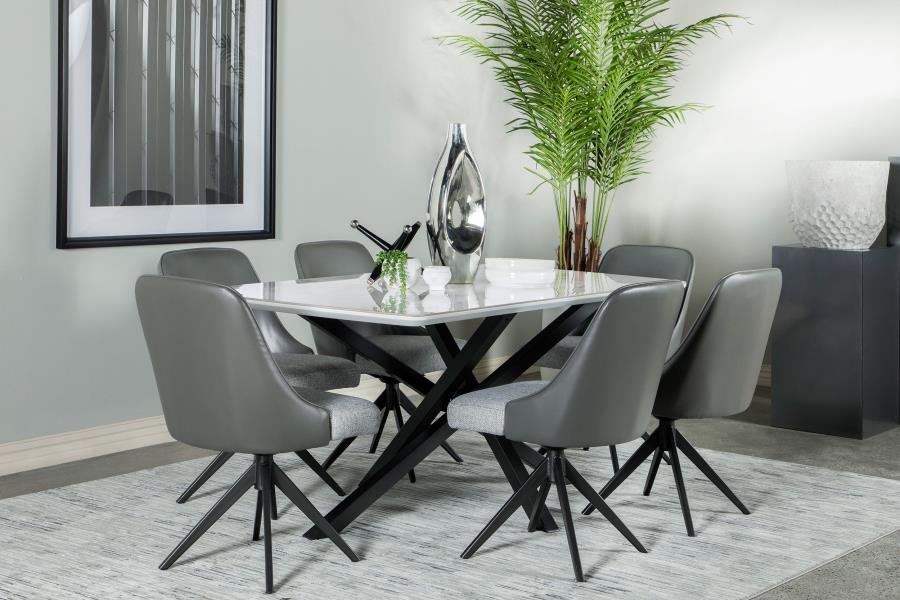 Paulita Grey 7 Pc Dining Set - furniture place usa