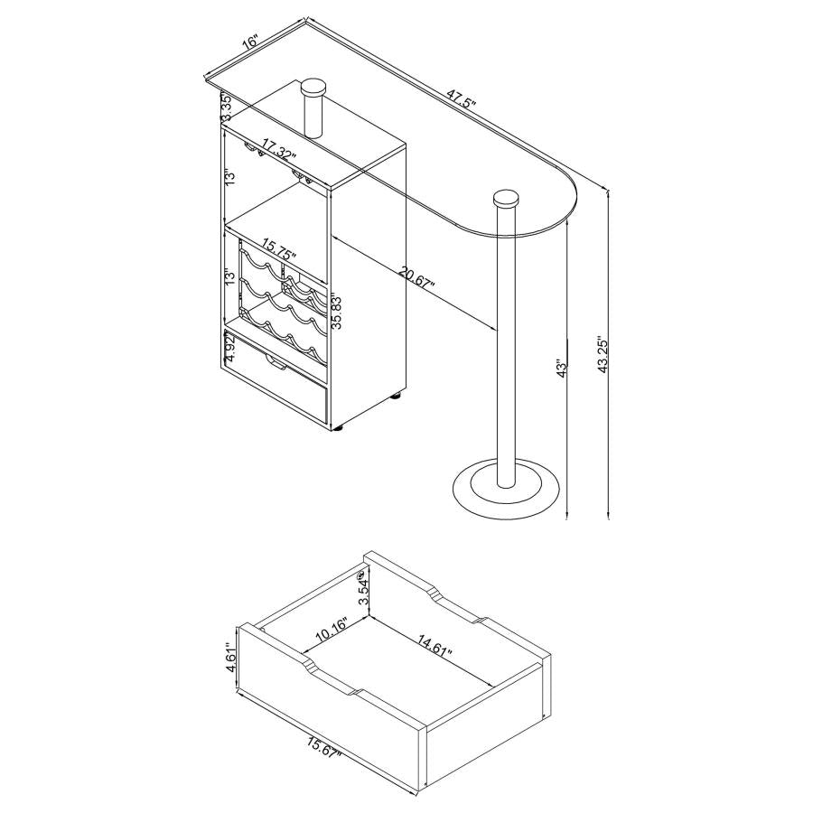 Koufax White Bar Table - furniture place usa
