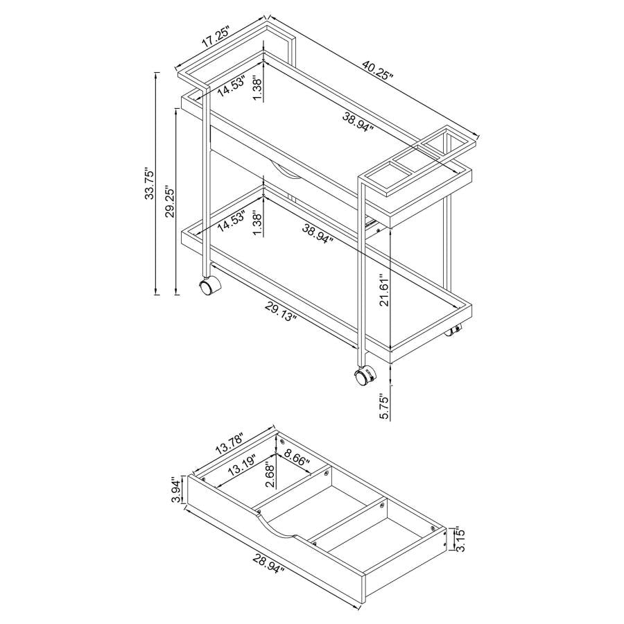 Ventura Grey Bar Cart - furniture place usa