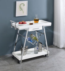 Kinney White Bar Cart - furniture place usa