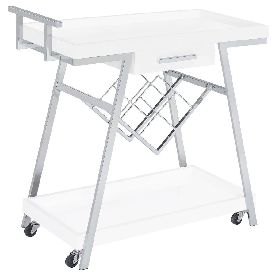 Kinney White Bar Cart - furniture place usa