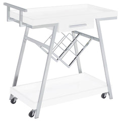 Kinney White Bar Cart - furniture place usa