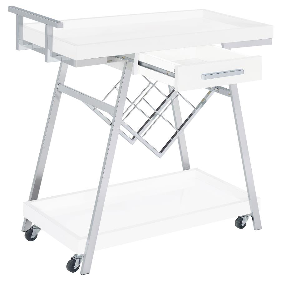 Kinney White Bar Cart - furniture place usa