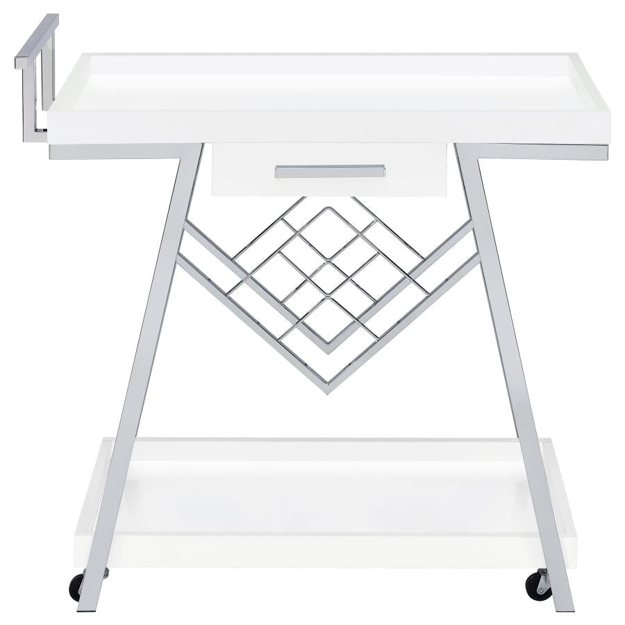 Kinney White Bar Cart - furniture place usa