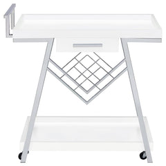 Kinney White Bar Cart - furniture place usa